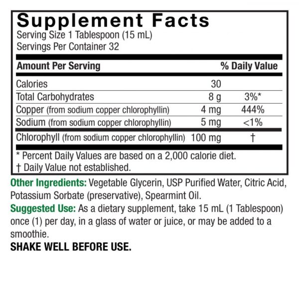 Chlorophyll Liquid 16oz Alcohol Free - Image 2